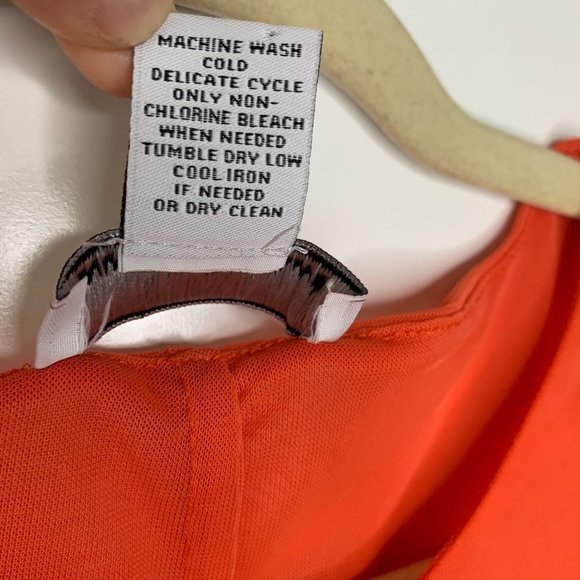 CARMEN MARC VALVO Orange‎ Sheer Mid Sleeve Blouse Sz M - Picture 10 of 10